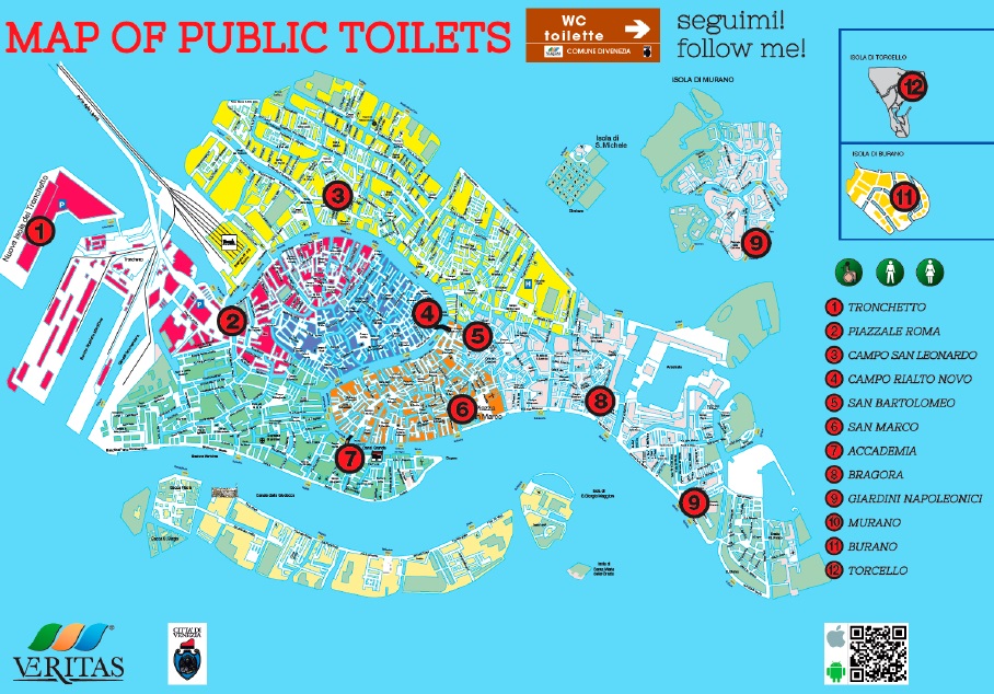 mappa delle toilettes a Venezia
