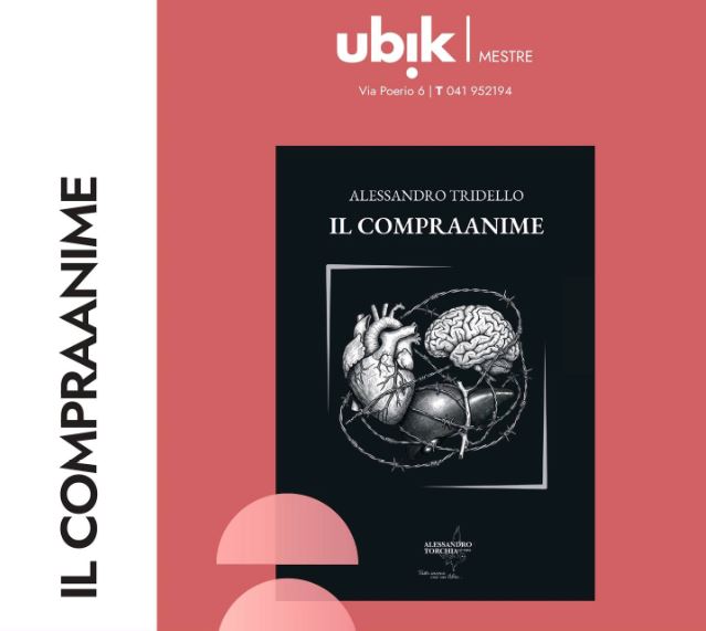 Grafica con copertina di un libro che reca cuore, cervello e fegato avvolti da filo spinato