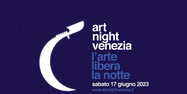 Composizione grafica: a sx logo costruito con falce di luna e pettine di gondola; a dx il titolo e i riferimenti dell'evento