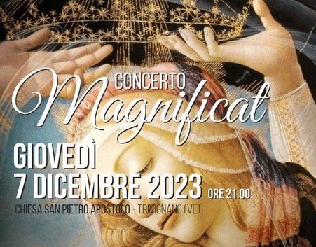 Composizione grafica: sullo sfondo immagine religiosa (un angelo o la Madonna); sopra, titolo e riferimenti dell'evento