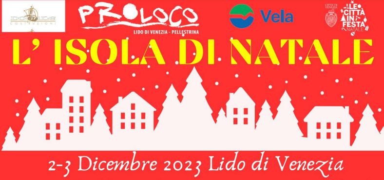 Composizione grafica: in alto titolo dell'evento, in basso disegno di abitato sotto una nevicata