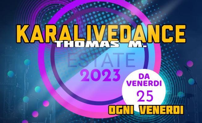 Grafica con scritta Karalivedance e, sullo sfondo, elementi grafici che rimandano a un'atmosfera da discoteca