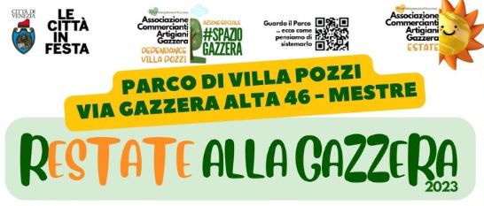 Grafica con loghi e scritta "Restate alla Gazzera"
