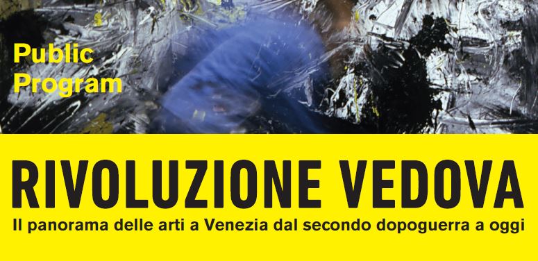 Grafica con dipinto astratto (sopra) e titolo del ciclo di incontri (sotto)