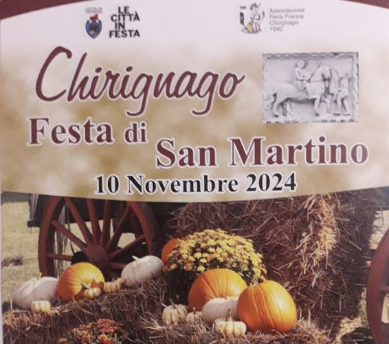 Grafica: in basso foto di zucche davanti a un carro; in alto titolo dell'evento e informazioni