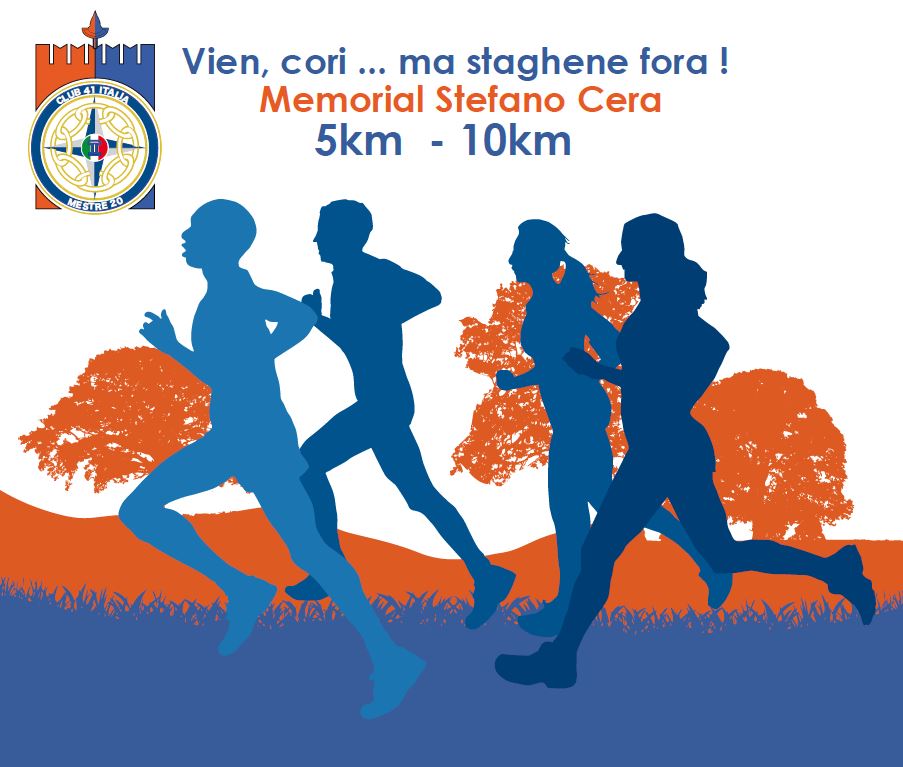 Grafica: in alto, titolo dell'evento; in basso, silhouette di quattro podisti, due uomini e due donne