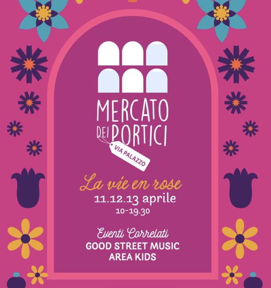 Grafica: al centro titolo dell'evento e informazioni; attorno, disegni di fiori