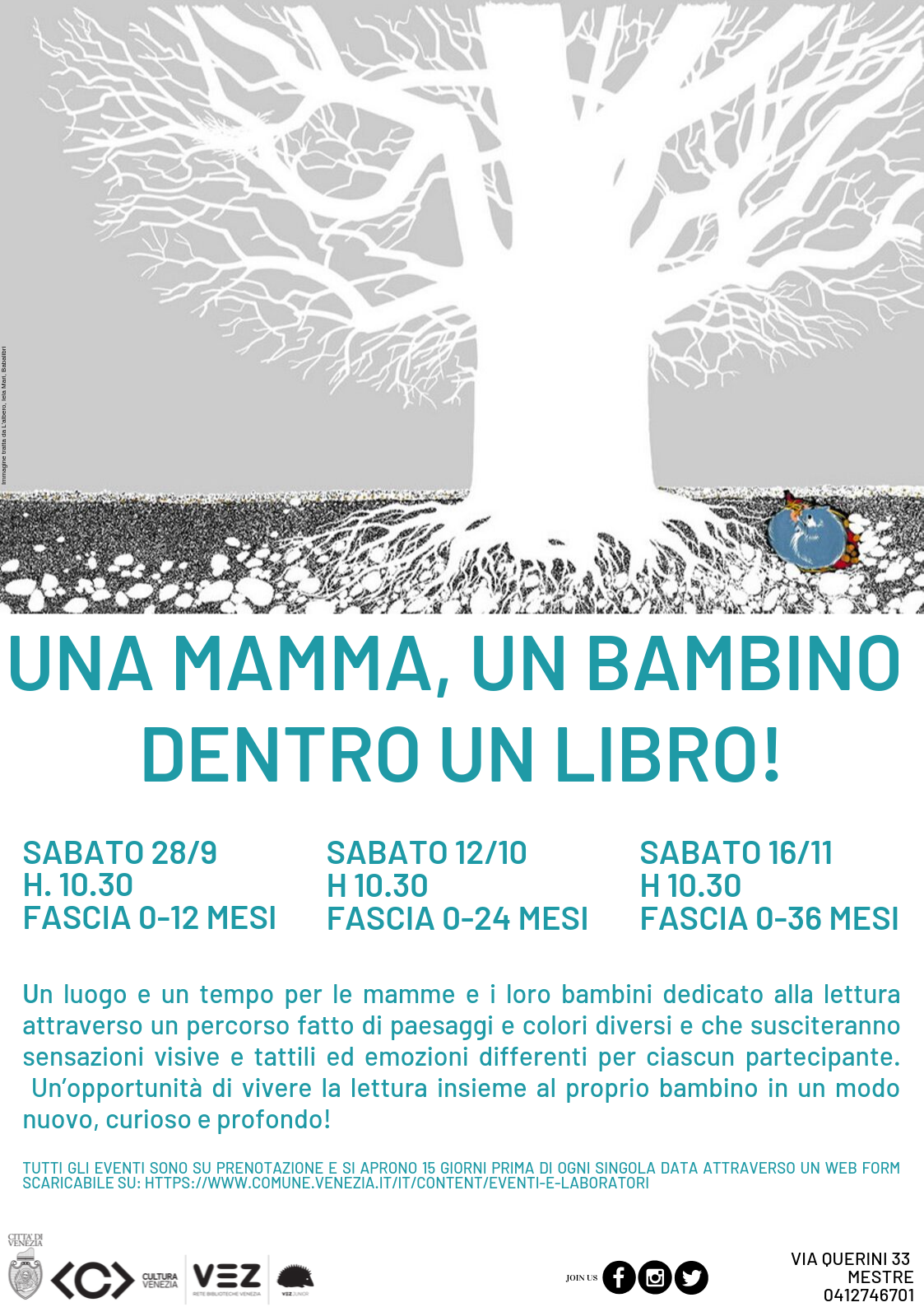 Una mamma, un bambino dentro un libro 