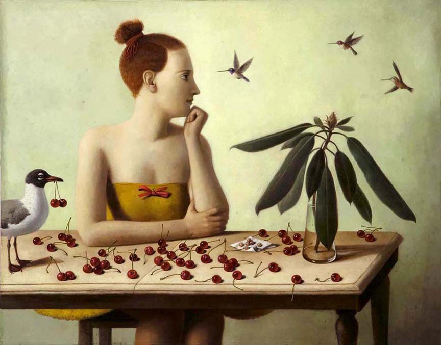 immagine donna con uccelli in volo