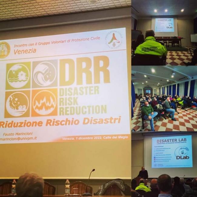 1 Dicembre- Convegno Riduzione Rischio Disastri organizzato dai Volontari di Protezione Civile tenuto dal Prof. Marincioni